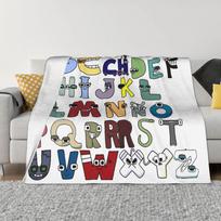 Alphabet Lore English Cartoon Blankets Villain Letter ABC Fuzzy Funny Soft Throw Blankets for Bedspread Autumn/Winter Office Size: 75*100cm, Weight: 230 GSM