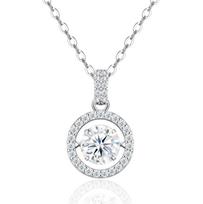 Elegant Double Halo Round Moissanite Circle Pendant Necklace S925 Silver VVS Round Brilliant GRA Certified Delicate Necklace 40+2.5+2.5cm sidabras