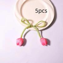 5Pcs Sweet Tulip Lace-up Straps DIY Hair Cord Accessories Fashion Curtain Tieback  Hair Decoration karšta rožinė spalva