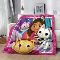 Cute Gabbys Dollhouse Cartoon Blanket,Soft Throw Blanket for Beds Home Bedroom Sofa Picnic Travel Office Rest Cover Blanket Gift Size: 75*100cm, Weight: 230 GSM