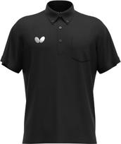 Table Tennis Stretchable BO Polo Size 45920 [Butterfly] [Butterfly] Top, Moisture-wicking, Quick-drying, Shirt, Silver, L, black