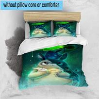 Rainy Totoro Friends 3pcs Bedding,Including 1pc Duvet Cover And 2pcs Pillowcases Perfect for Christmas,Ideal for Bedroom, Dormitory 135cm*200cm