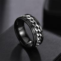 Steel Fidget Spinner Punk Rotating Men Rings Women Anxiety Rings Twist Chain Korean Finger Rings 7 sidabras