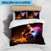 Music Notes Sparkle 3pcs Bedding,Including 1pc Duvet Cover And 2pcs Pillowcases Perfect for Christmas,Ideal for Bedroom, Dormitory 135cm*200cm