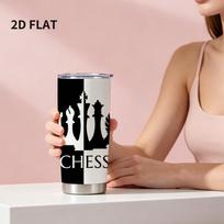 Car Tumbler 591ml Chess Silhouette Element Straw Cup coffee tumbler tumbler with lid insulated travel cup leakproof tumbler Car Tumbler 591ml balta/juoda