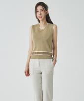 Sup Color Block Sleeveless Knit (Sy5Sk84) Beige(25)/Fff