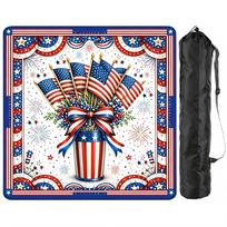 Custom Independence Day American Flag Mahjong Mat Silent Anti-slip American Mah Jong Table Mat Foldable With Carry Bag 31.5*31.5*0.08 inch