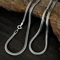 BOCAI  S925 Silver Jewelry Chain Weaving fox Tail Chain Sweater Chain Necklace for Men and Women Dragon Bone Chain 45cm