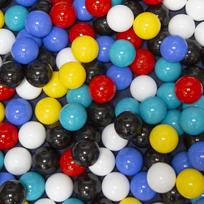 KiddyMoon minkšto plastiko žaidimo kamuoliukai vaikams 100 kamuoliukų/6cm-2.36in, juoda/balta/mėlyna/raudona/geltona/turkio spalva 100 Balls/6cm-2.36in