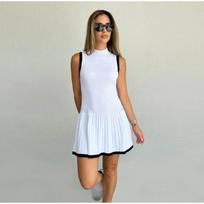 Vasaros elegantiška seksuali megzta mini suknelė moteriška retro Y2k suknelės be rankovių klostuotos paplūdimio suknelės madingos, elegantiškos, plonos, elastingos High Street drabužiai S balta