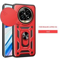 „Realme 13 Plus 5G“ dėklas, atsparus smūgiams, galinis dangtelis, skirtas „Oppo Realme13+ 5G 13 Pro Plus Reno12Fs“ magnetiniam žiedo laikiklio stovo dangteliui Realme 13 Plus 5G raudona