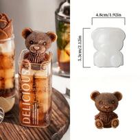 1Pcs teddy bear silicone mold ice cube bear mold DIY Ice Cube, Resin, Candle, Chocolate MoldsCute 3D Drink Decoration Small beige
