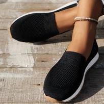 Rudens moteriški batai Megztos kojinės sportbačiai Moteriški vulkanizuoti batai Laisvalaikio kvėpuojantys sportiniai bateliai su platforma Slip-on Bėgimo batai 36 juoda