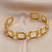 316L Stainless Steel Women Bangles Fashion Square Link Hollow Out Bangle Vintage Gold Color High Quality Jewelry Gift