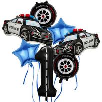 Children's Police Car Aluminum Film Balloon Set Birthday Number Racing Theme Scene Party Decoration Police Car Set 1
