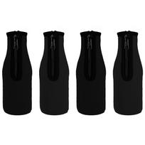 4 vnt. Alaus butelių rankovės, aušinimo izoliatoriai, sulankstomi neopreno dangteliai su užtrauktuku 330 ml iki 350 ml juoda