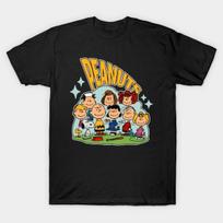 Men Black Print T-shirt Peanuts No-Cut Transfer Paper Print Cotton Tshirt 2XL juoda