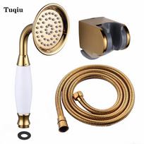 Gold Bathroom Shower Head Water Saving Brass Telephone Style Hand-held Shower Head Sprayer Tap Banheiro Lavabo Ducha plumbing raudona