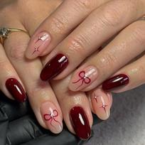 Simple almond nail red manicure nail piece bow starlight wearing nail fake nail press on nails