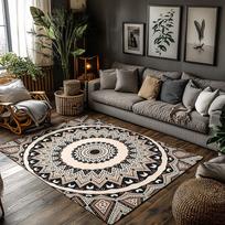 Boho Area Rug Non Slip Washable Floor Mat Tribal Pattern Home Decor Living Room Bedroom Carpet Modern Abstract Design Rugs 50cm x 80cm
