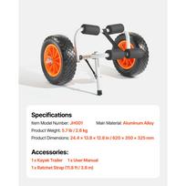 SucceBuy 200 lbs Kayak Cart Foldable Kayak Trolley with 10in Solid Tires Paddle Board Trolley for Carrying Canoes Float Mats