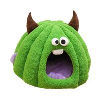 Plush Pet Bed, Warm Semi-Enclosed Pet Bed, Suitable For Indoor Use, Comfortable Pet Bed, Also Suitable For Small And Medium-Sized Pet S žalia