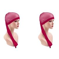 2pcs Stretchy Mesh Wig Liner Caps With Adjustable Band Lightweight Breathable For Natural Feel Hair Weave Sleeve rožinė