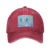 Blue Axolotl Denim Cap Casual Baseball Caps Adjustable Hat Summer Unisex Baseball Hats One Size