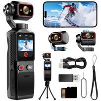 4K Veiksmo Vlogo Kamera su Stabilizuotu POV Vaizdu Baterija Išmanusis Telefonas Besisukantis Kompaktiškas 32GB Kortelė Idealiai Tinka ir Lauke Lengvai ir Kasdienio Gyvenimo Įrašymui