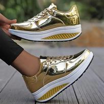 Gold Silver Sequined Mirror Rockers Women's Shoes Student Casual Sneakers Color Fashion Single Shoes Large Size 36 auksas