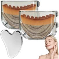 2PCS Lymphatic Contour Face Brush & Stainless Steel Gua Sha Tool Set, for Face and Neck Massage gua sha, Jawline Puffiness, Lifting, Relaxation, Lymp