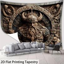 2D Viking Rune Stone Carving Tapestry Living Room Wall Art 47.2x31.5inch/120*80cm