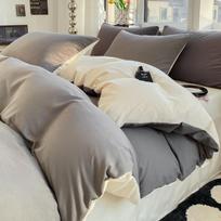Vienos spalvos skalbtas medvilninis patalynės komplektas - 3 dalių studentų bendrabučiams, apima antklodės užvalkalą ir paklodę Single Duvet Cover 150*200cm gray
