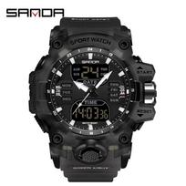 Sanda Waterproof 6030 Lauko sportinis laikrodis: Daugiafunkcionalus, Šviečiantis, Unisex, Elektroninis laiko matavimas black