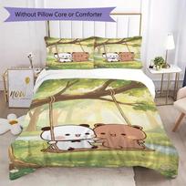 Bubu Dudu Scooter Duvet Cover Set, 3Pcs Kids Cartoon Bedding with 2 Pillowcases, (No Core) 135x200cm