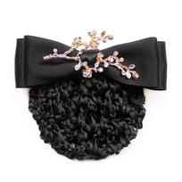 Women Spring Clips Korean Bun Snood Hairgrips Cover Net  Professional Headdress Black-Thick