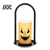 Hanging Pumpkin Decor Halloween Ghost Face Candle Light, Battery Powered LED Lamp, Party Ornament Detachable Handle Decorative Light for Home A