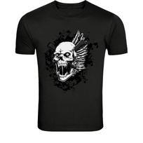 Screaming Skull Wings T-Shirt - Dark Gothic Horror Skull Graphic Tee L