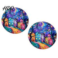 Anti-Slip Cup Holder Pads 2PCS Car Coasters Oil Painting Print Decorative Non-Slip Thermal Pads Stain-Resistant Easy Protective Liners to 1
