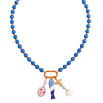 Sea Series Bohemian Resin Beaded Necklace Adjustable Beach Beaded Necklace  Girls Couple Gift mėlyna
