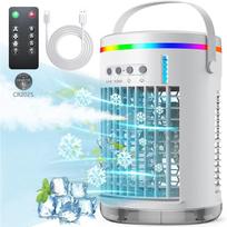 Portable Air Cooler, Cooling fan, Air Conditioner Fan,1400ml,3 Speeds,with 7 Colors Light, USB Powered, for Room/Office/Desk balta