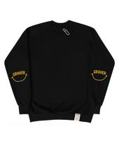 Graver [Unisex] Elbow Arch Logo Smile Sweatshirt_Black Black_Yellow Logo/L
