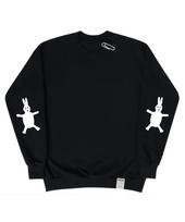 Graver [Unisex] Elbow White Rabbit Sweatshirt_Black Black_White Print/M