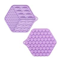 Silicone Square Shape Dog Slow Feeder Lick Mat with Suction Cup for Anxiety Relief and Calming Bathing Pets Bowls (Violet,19.5*19.5cm) violetinė
