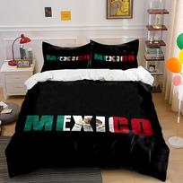 Mexico flag letters design.  Bedding sets Duvet cover sets Duvet covers Pillowcases(1*Duvet Cover 2*Pillowcases without duvet insert) 135x200cm