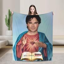 The Vampire Diaries Damon Salvatore Movie Blanket Super Warm Novelty Plush Throw Blanket For Couch Bed Bedspread Bed Cover Size: 75*100cm, Weight: 230 GSM