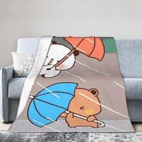 Bubu & Dudu In The Rain Blankets Quality Warm Throw Blanket Winter Students Couch Chair Sofa Bed Novelty Bedspread Size: 75*100cm, Weight: 230 GSM