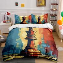 Large chess king silhouette. Bedding sets Duvet cover sets Duvet covers Pillowcases(1*Duvet Cover 2*Pillowcases without duvet insert) 135x200cm