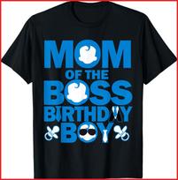 Mom And Dad Boss Birthday Boy Baby Family Party Decor Black Cotton T-Shirt S-5XL M