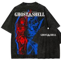 2026 Hot Sale Anmie Ghost in The Shell Anime Lover Washed T-shirt Personality Clothes Oversized Unisex Couples Summer Casual Tee Tops Streetwear L